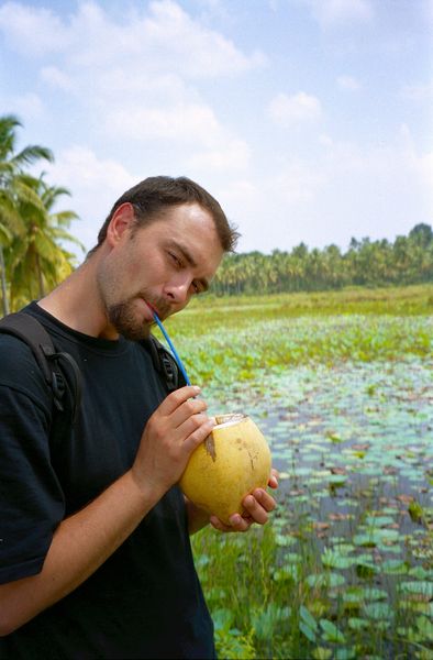 arrêt pour boire de l'eau de coco